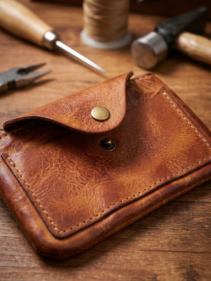 Retro Handmade Leather Card Wallet Storage Bag