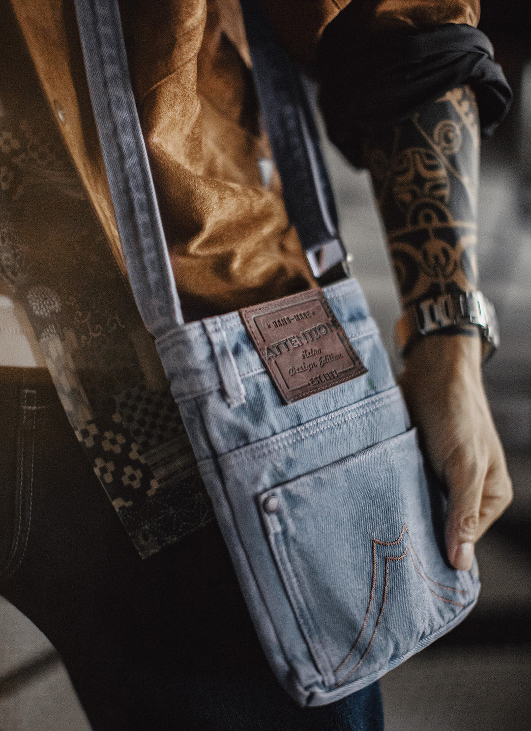 Retro Washed Blue Denim Shoulder Crossbody Bag