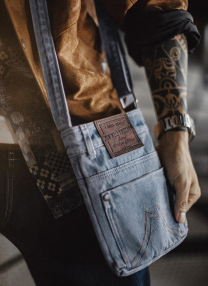 Retro Washed Blue Denim Shoulder Crossbody Bag