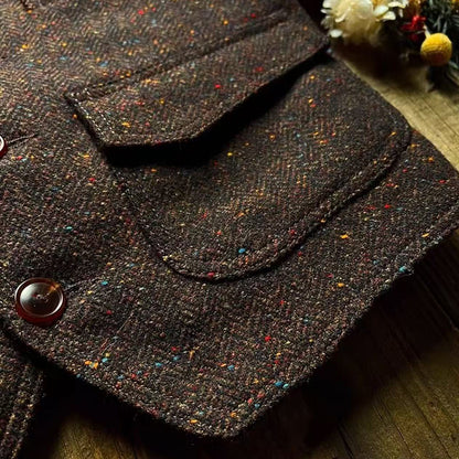 Retro Large Size Wool Herringbone Waistcoats