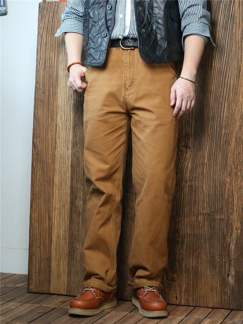 Retro Striped Denim Workwear Pants