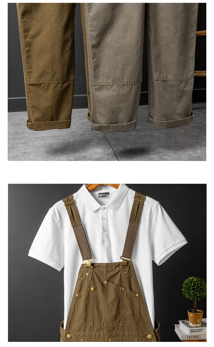 Retro Style Casual Multi-Pocket Overall Cargo Pants