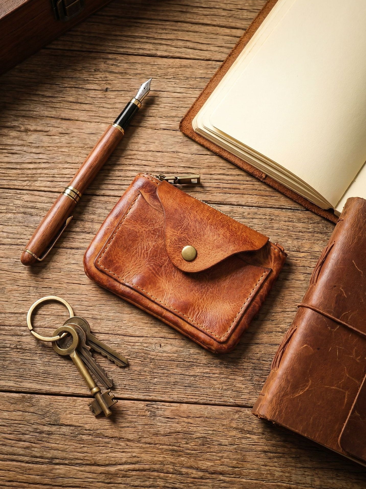Retro Handmade Leather Card Wallet Storage Bag