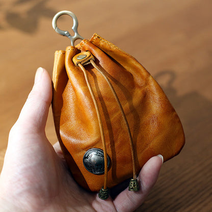 Retro Handmade Leather Coin Bag Storage Bag