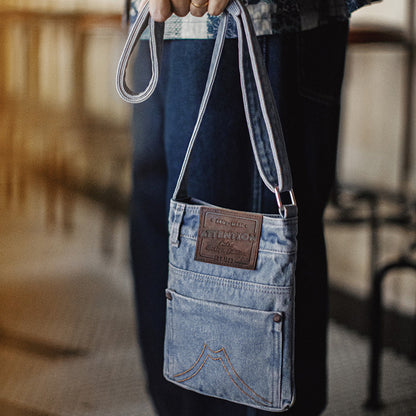 Retro Washed Blue Denim Shoulder Crossbody Bag