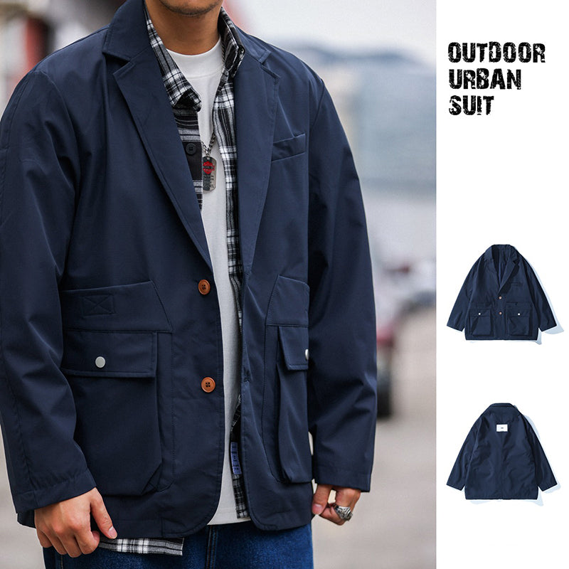 Retro Casual Blazer Functional Work Jacket