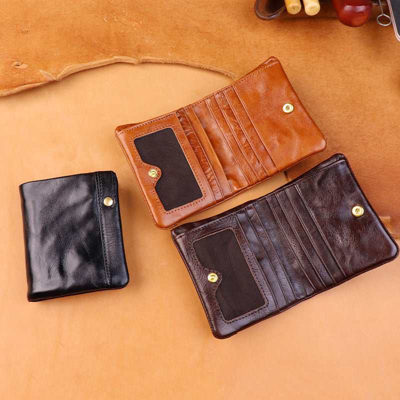 Retro Handmade Leather Card Holders Short Wallet