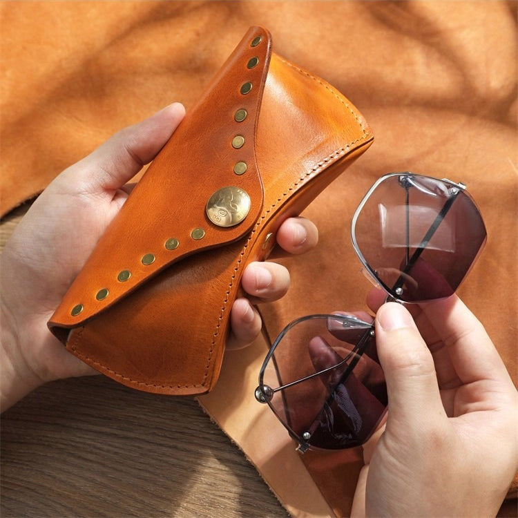 Retro Handmade Leather Glasses Case