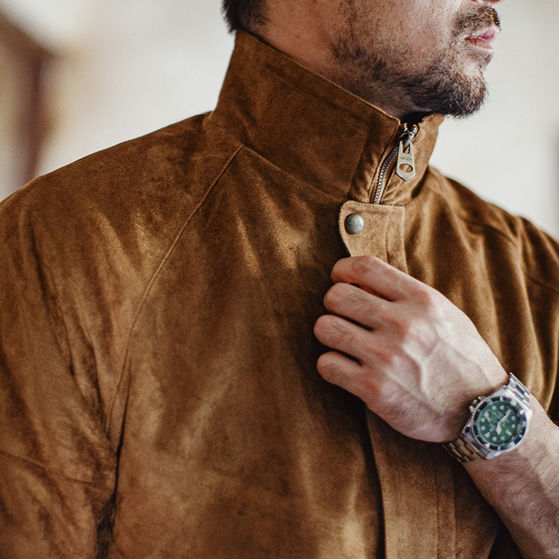 Retro Suede Jacket Stand Collar Short Maillard Jacket