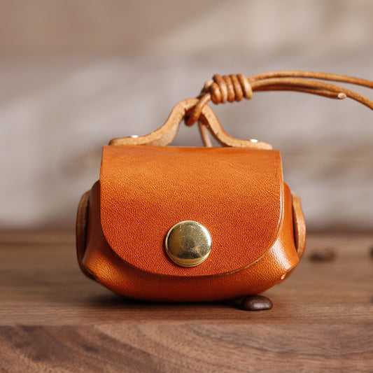 Retro Handmade Leather Headphone Storage Bag Coin Wallet
