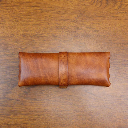 Retro Handmade Leather Pencil Case Glasses Case