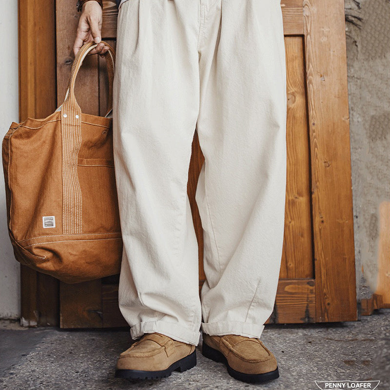 Retro Leather Lacing Anti-slip Soft-soled Suede Loafer