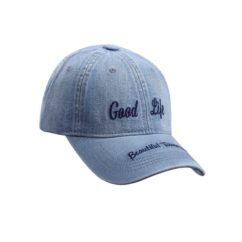 Retro Denim Flip Hat Beret Casual Cap Adjustable Hat
