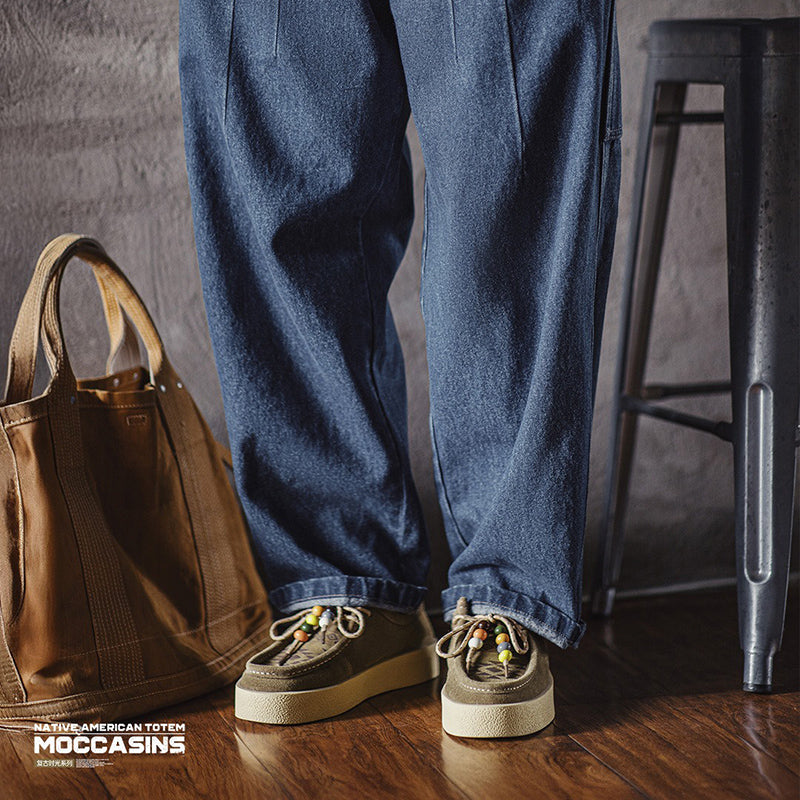 Retro Thick-soled Casual Leather Suede Shoes