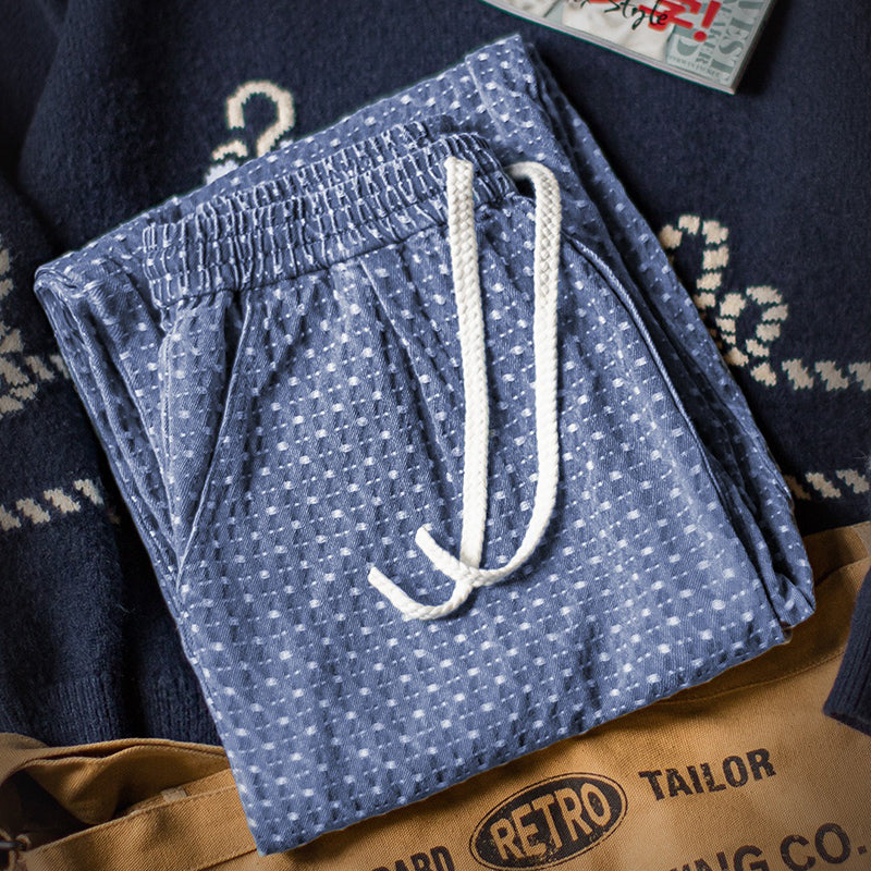 Retro Full-print Jacquard Denim Casual Pants