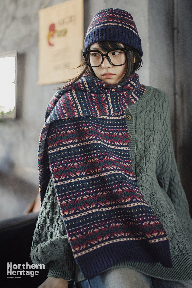 Retro Couple Warm Soft Knitted Hat and Scarf