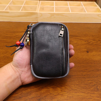 Retro Handmade Leather Zipper Card Wallet