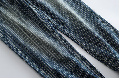 Vintage Slim Fit Denim Striped Casual Jeans Pants