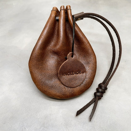 Retro Handmade Leather Coin Bag Storage Bag