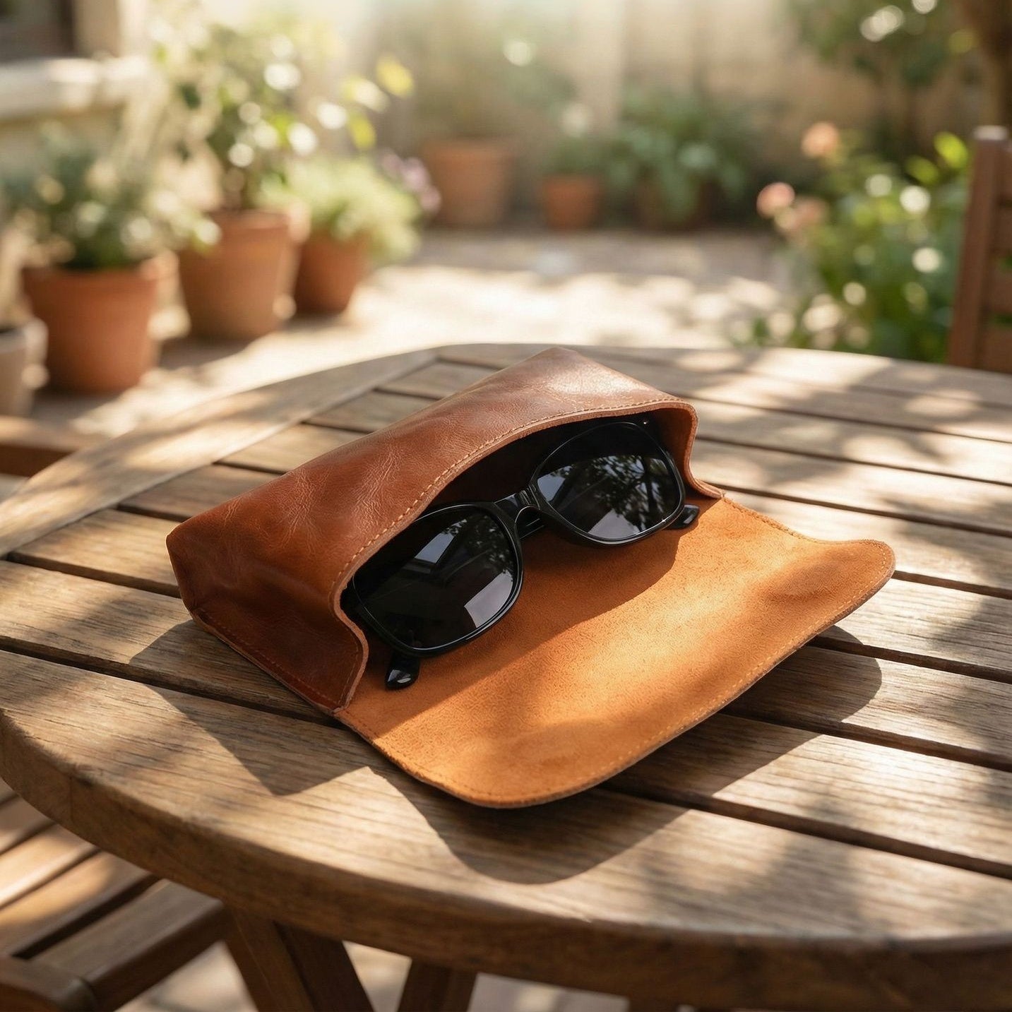 Retro Tanned Leather Glasses Case