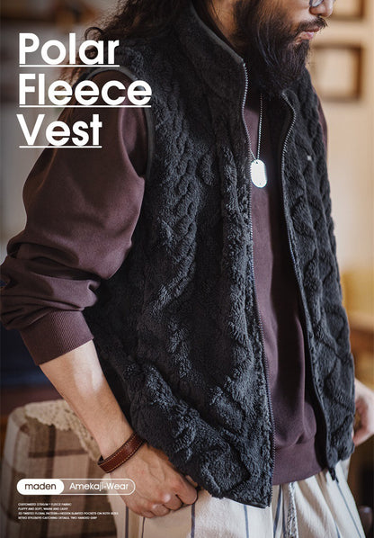 Retro Casual Twisted Fleece Vest Cashmere Warm Vest