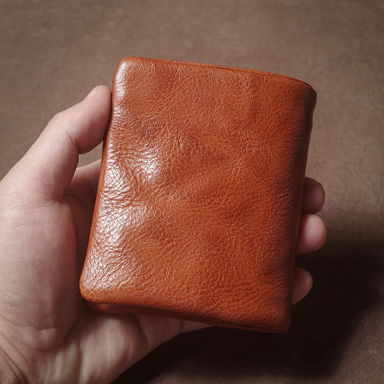 Retro Handmade Leather Card Holders Short Wallet