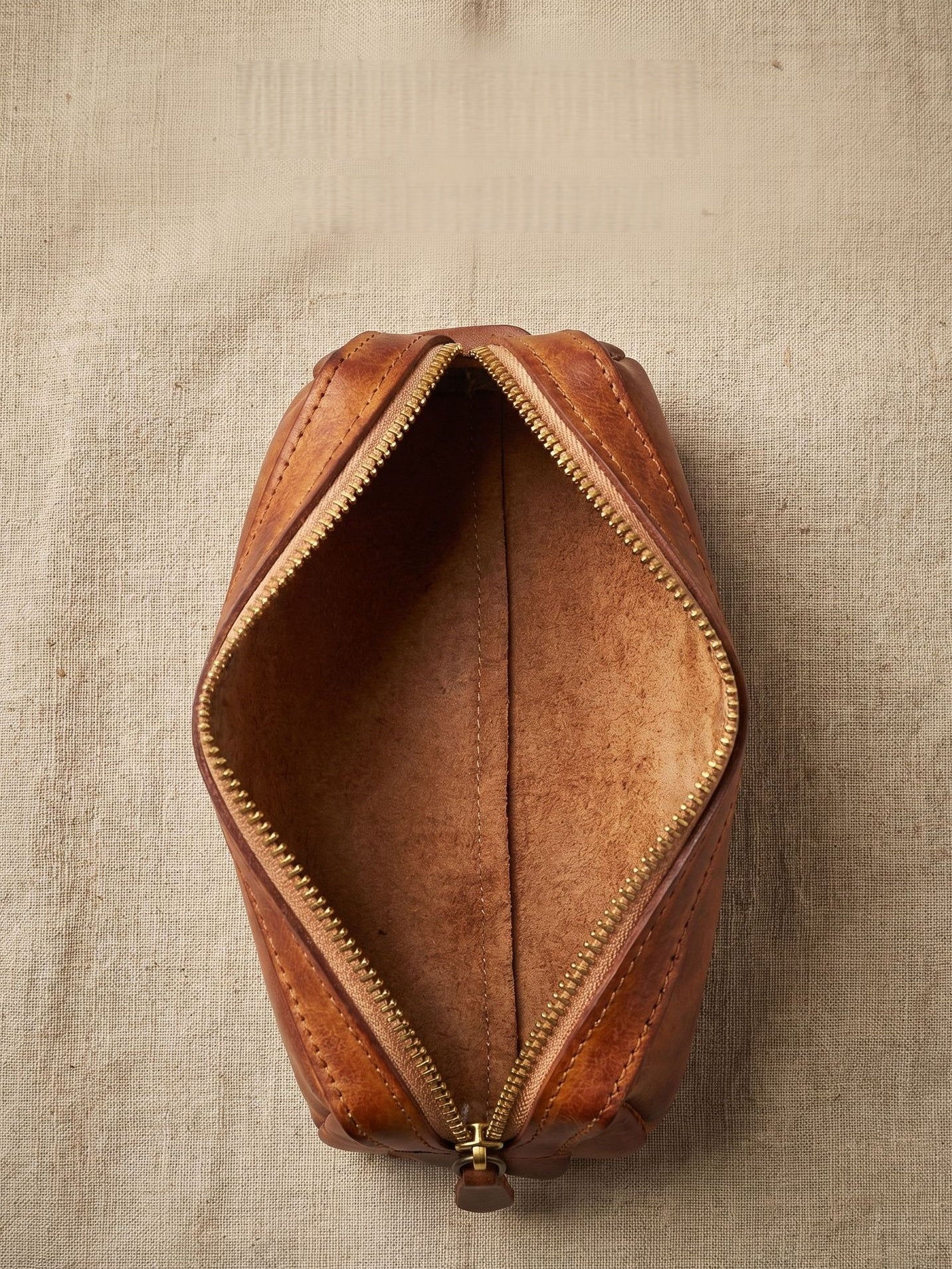 Retro Handmade Leather Pencil Case Travel Storage Bag Cosmetic Bag