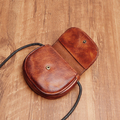 Retro Handmade Leather Card Wallets Mini Crossbody Bags