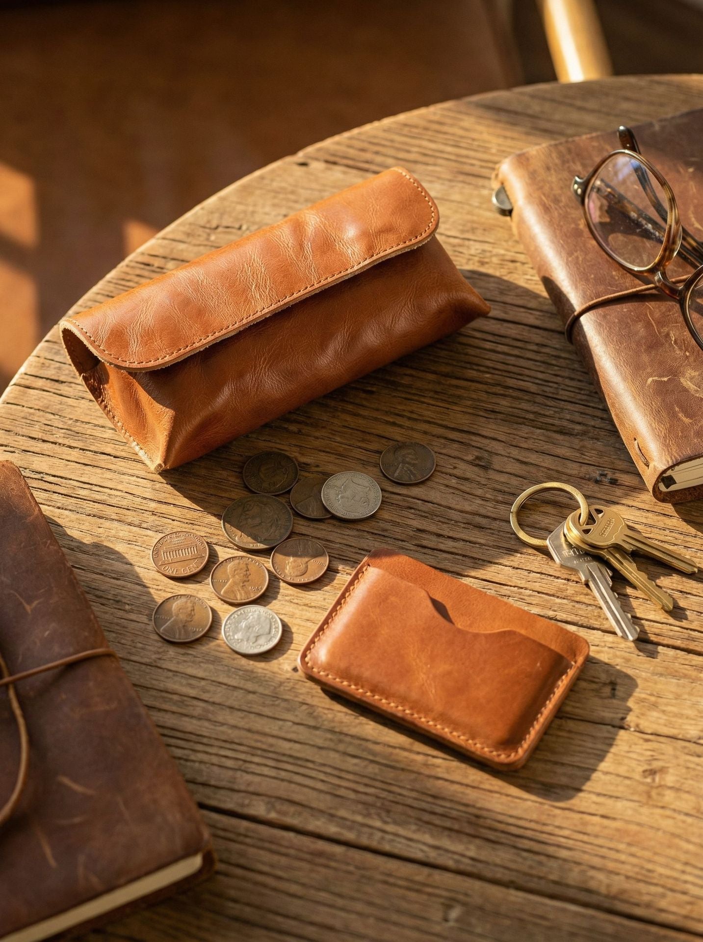 Retro Tanned Leather Glasses Case