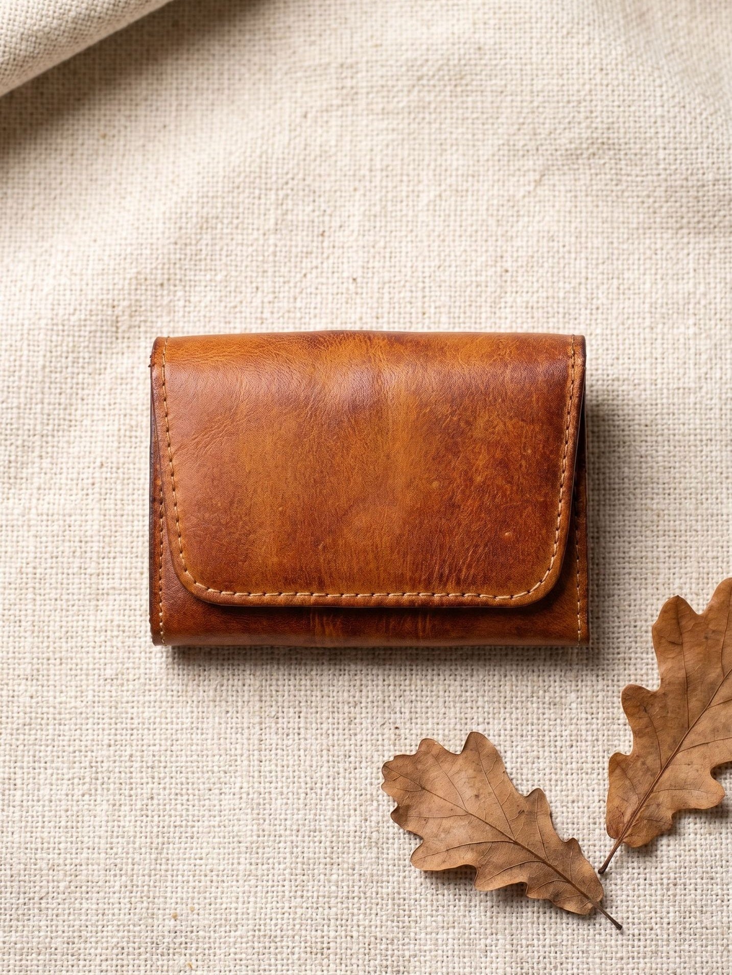 Vintage Leather Handmade Card Wallet
