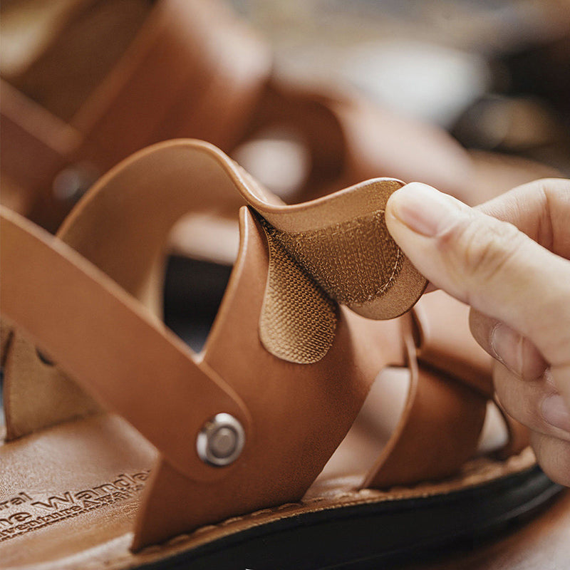 Retro Summer Leather Sandals Two-Wear Beach Shoes