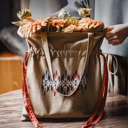Retro Khaki Portable Canvas Shoulder Bag
