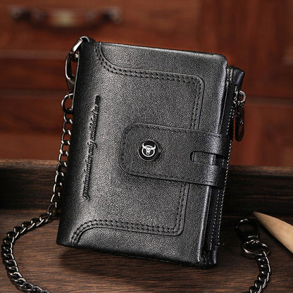 Retro Leather Zipper Chain Wallet
