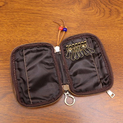 Retro Handmade Leather Zipper Card Wallet
