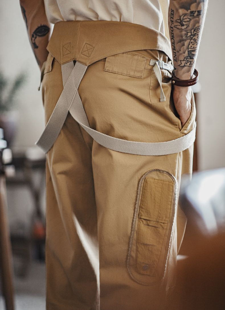 Retro Loose Straight Overalls Casual One-piece Suspender Trousers