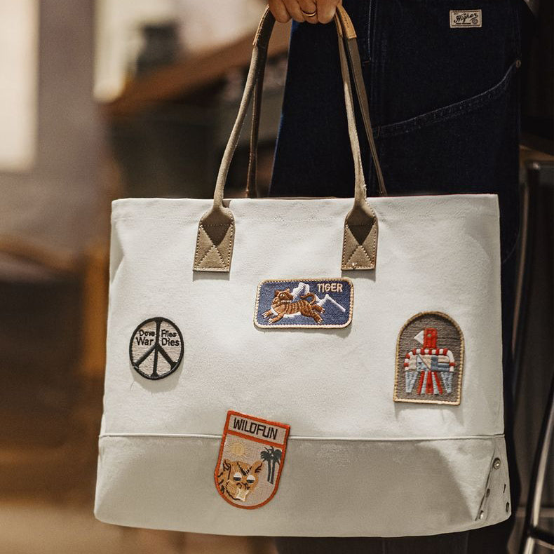 Retro Stamp Embroidery Tote Bag Handbag