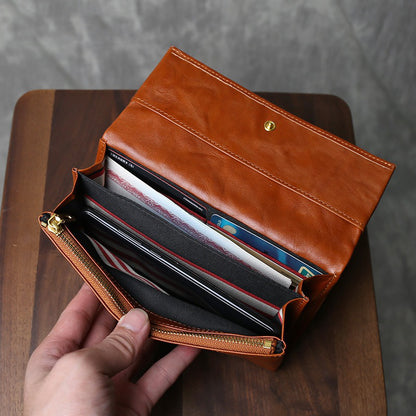 Retro Handmade Leather Multi-card Slots Long Wallet