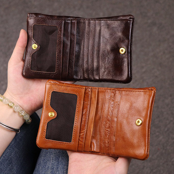 Retro Handmade Leather Card Holders Short Wallet