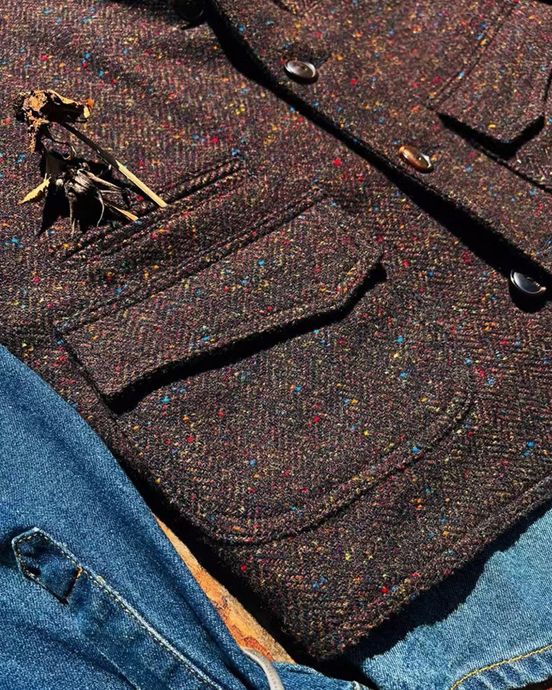 Retro Large Size Wool Herringbone Waistcoats