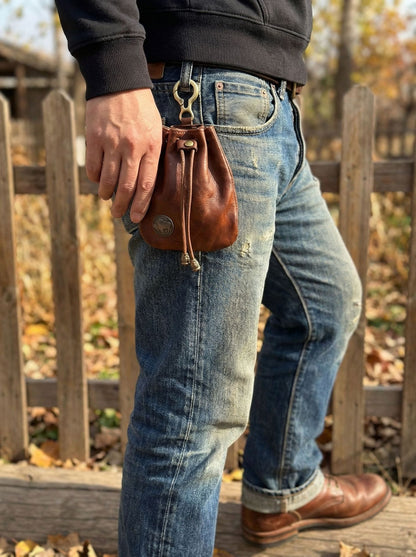 Retro Handmade Leather Coin Bag Storage Bag