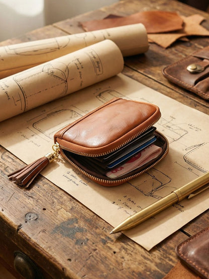 Retro Handmade Leather Storage Bag Card Holder Wallet