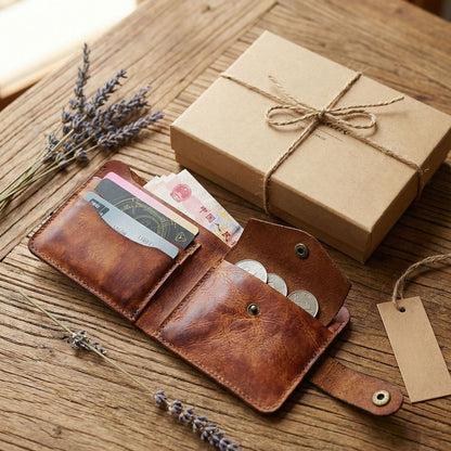 Retro Handmade Leather Card Coin Wallets