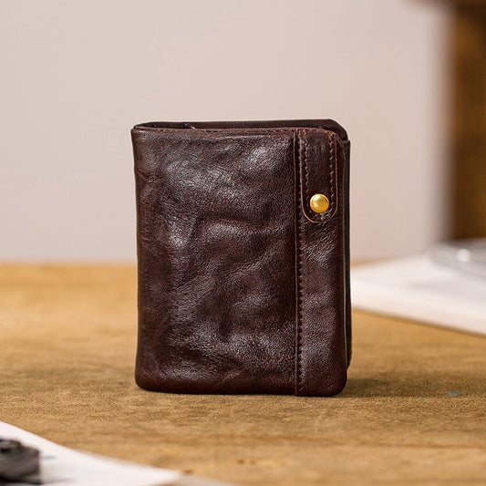 Retro Handmade Leather Card Holders Short Wallet