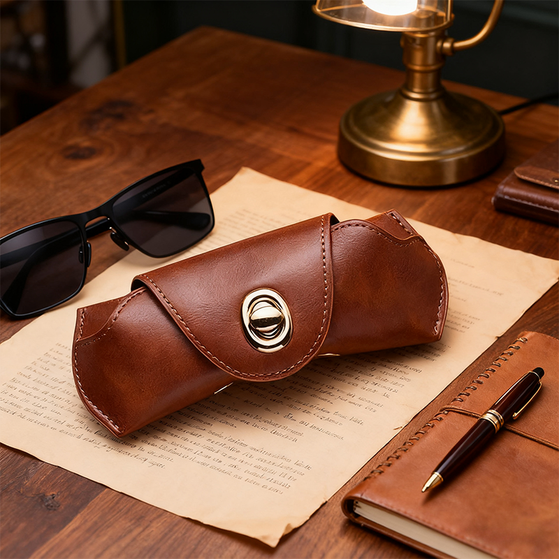 Retro Tanned Leather Glasses Case
