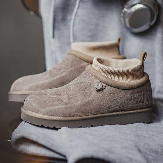 Retro Winter Warm Fleece Slip-on Cotton Sock Boots