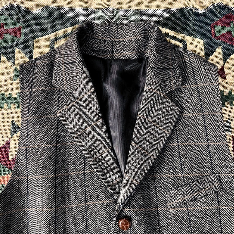 Retro Large Size Wool Herringbone Waistcoats