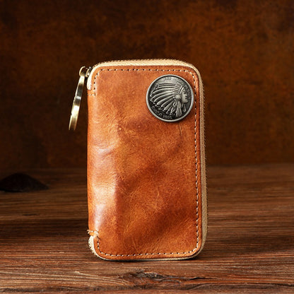 Retro Handmade Leather Key Holder Coin Card Car Key Wallet