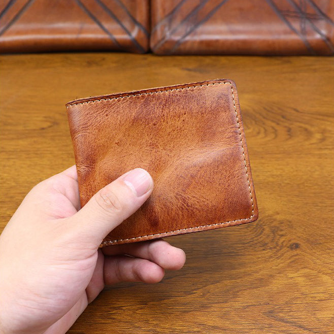 Retro Handmade Leather Short Wallet