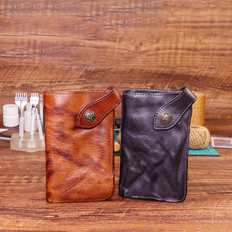 Retro Handmade Leather Zipper Card Wallets