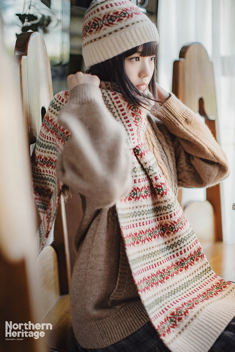 Retro Couple Warm Soft Knitted Hat and Scarf